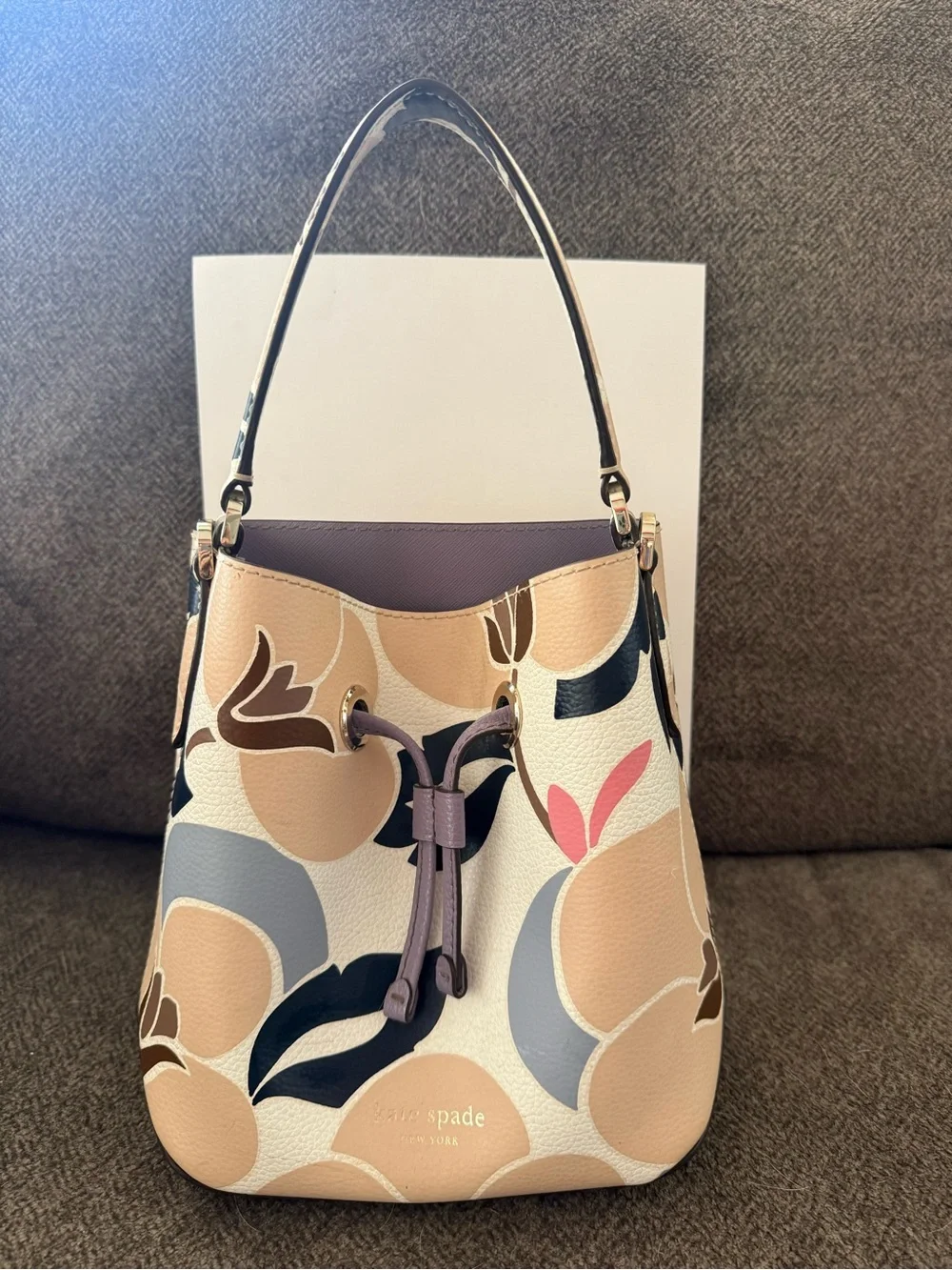 kate spade Cream, Lavender & Pink Floral Drawstring Bucket Bag